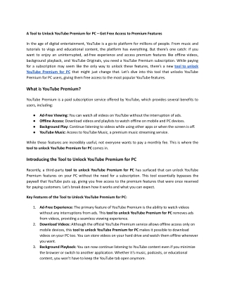 A Tool to Unlock Youtube Premium