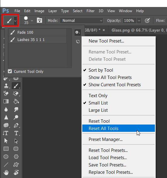 How to Reset Photoshop Tools
