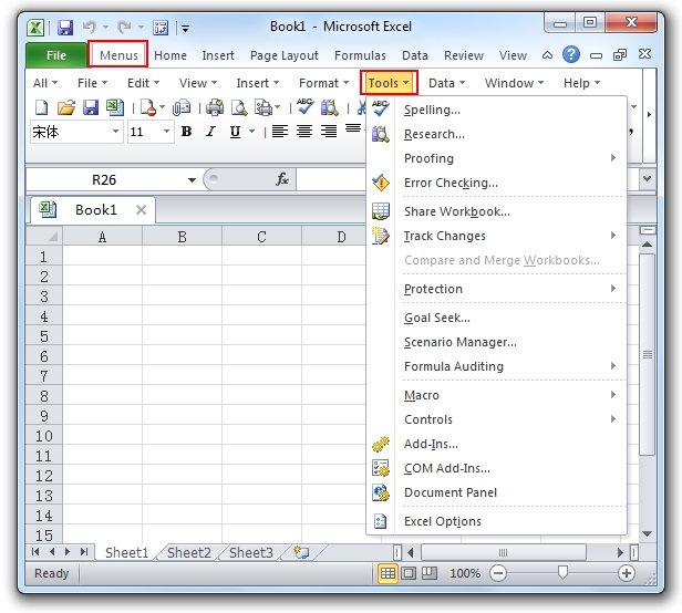 Where is Tools in Excel