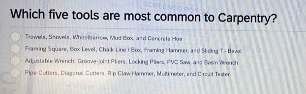 Which Five Tools are Most Common to Carpentry